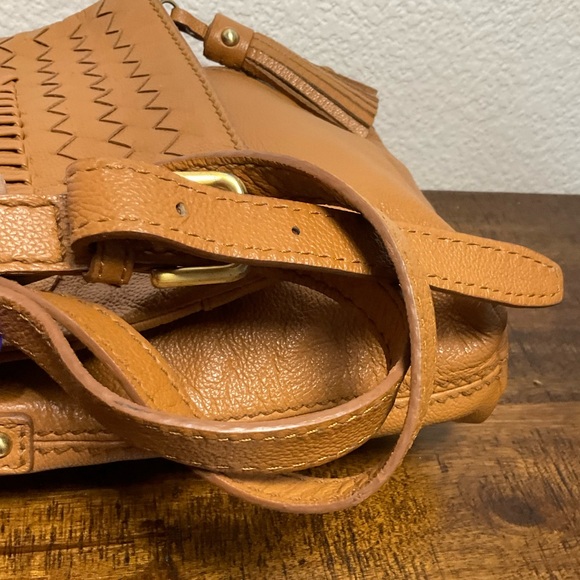 Genuine vintage ISABELLA FIORE tan leather crossbody shoulder bag tassel - Picture 12 of 12